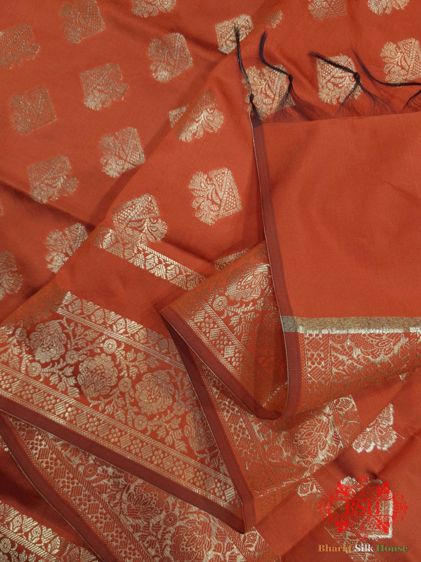 Chestnut Shades Of Red Banarasi Semi Silk Dupatta Semi Dupatte Bharat Silk House