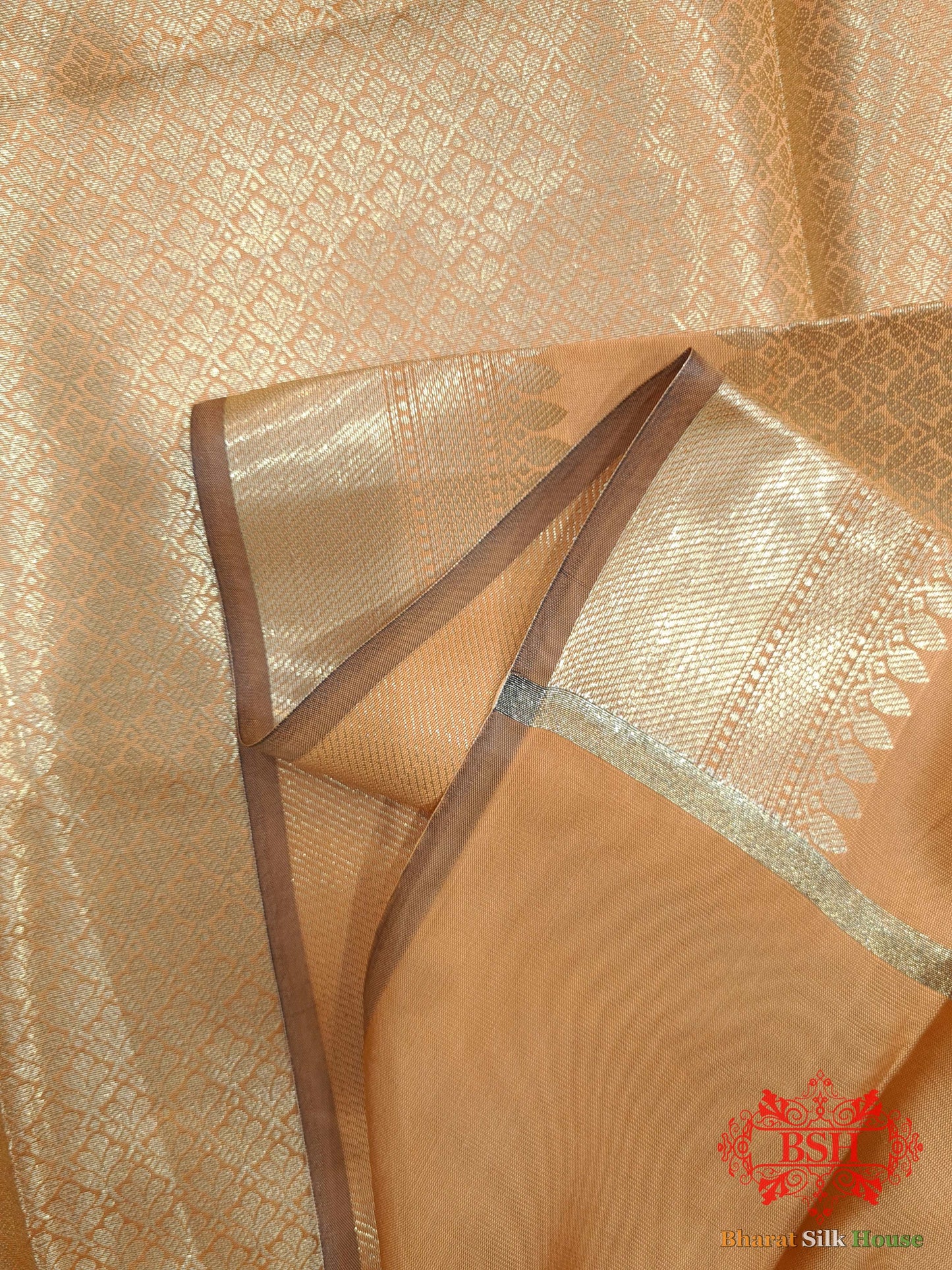 Copper Shades Of Brown Banarasi Brocade Semi Silk Dupatta Semi Dupatte Bharat Silk House