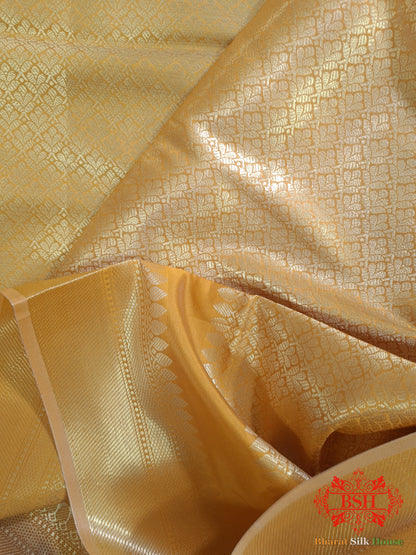 Honey Shades Of Yellow Banarasi Brocade Semi Silk Dupatta Semi Dupatte Bharat Silk House