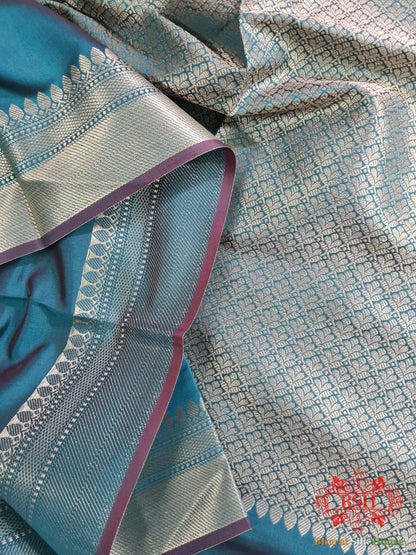 Lapis Shades Of Blue Banarasi Brocade Semi Silk Dupatta Semi Dupatte Bharat Silk House