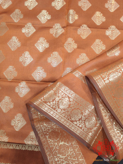 Russet Shades Of Brown Banarasi Semi Silk Dupatta Semi Dupatte Bharat Silk House