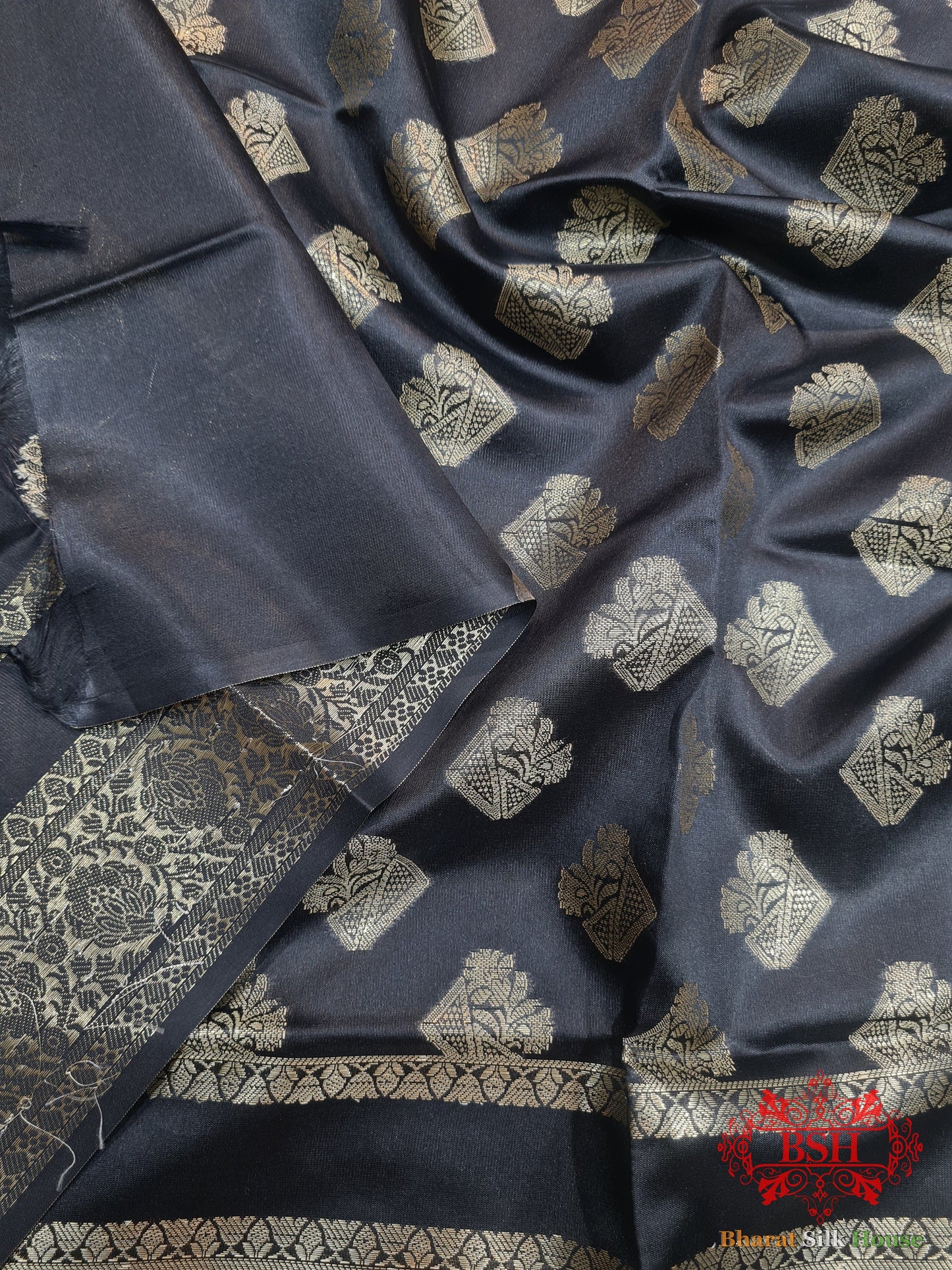 Shades Of Black Banarasi Semi Silk Dupatta Semi Dupatte Bharat Silk House