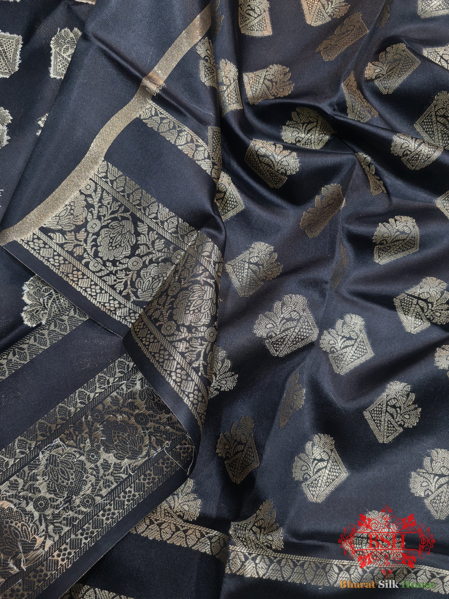 Shades Of Black Banarasi Semi Silk Dupatta Semi Dupatte Bharat Silk House