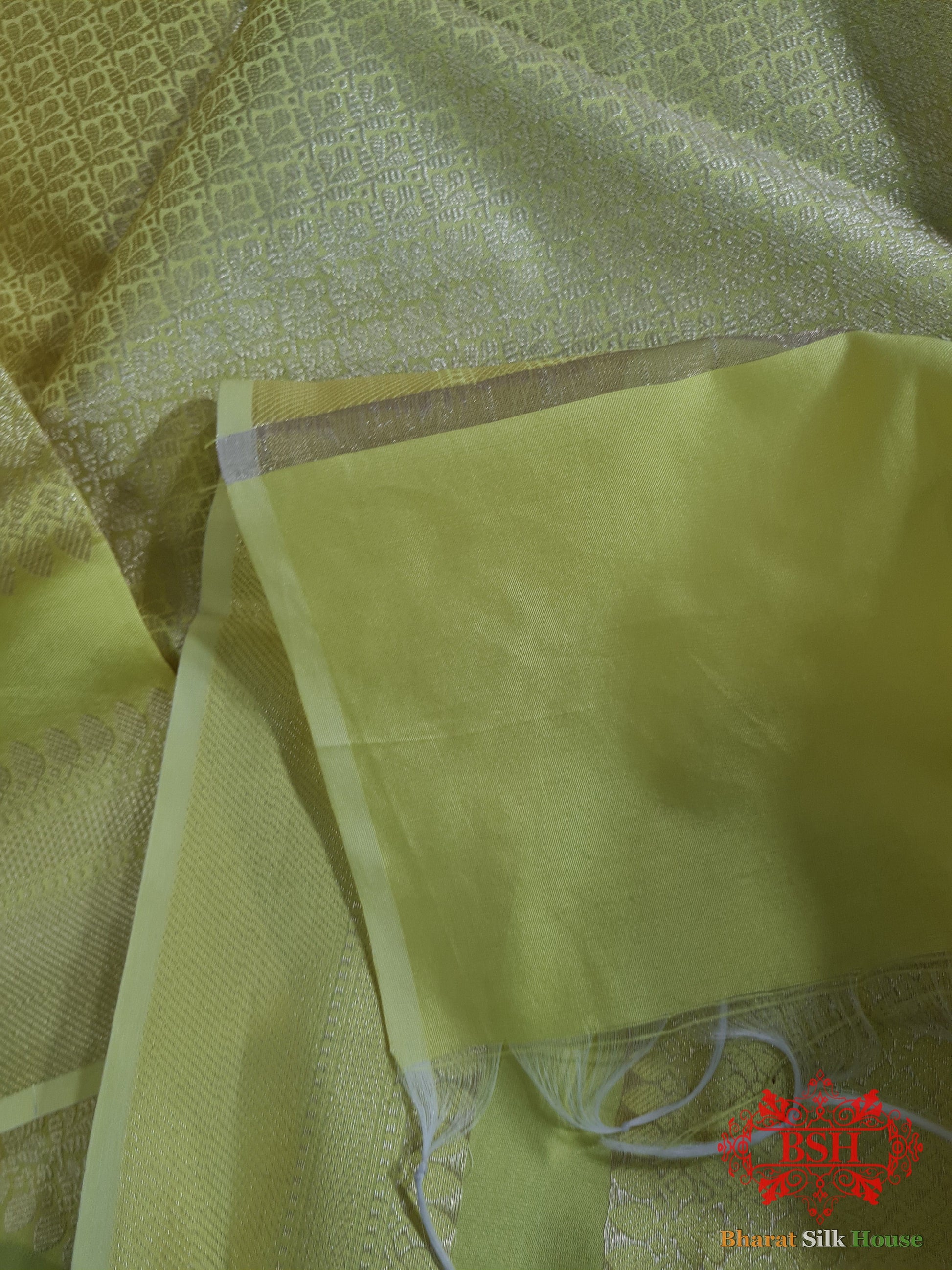 Shades Of LemonYellow Banarasi Brocade Semi Silk Dupattaa Semi Dupatte Bharat Silk House