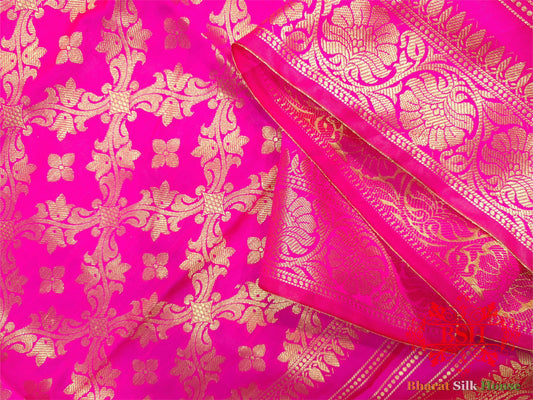 Shades Of Pink Banarasi Floral Semi Silk Dupatta Semi Dupatte Bharat Silk House
