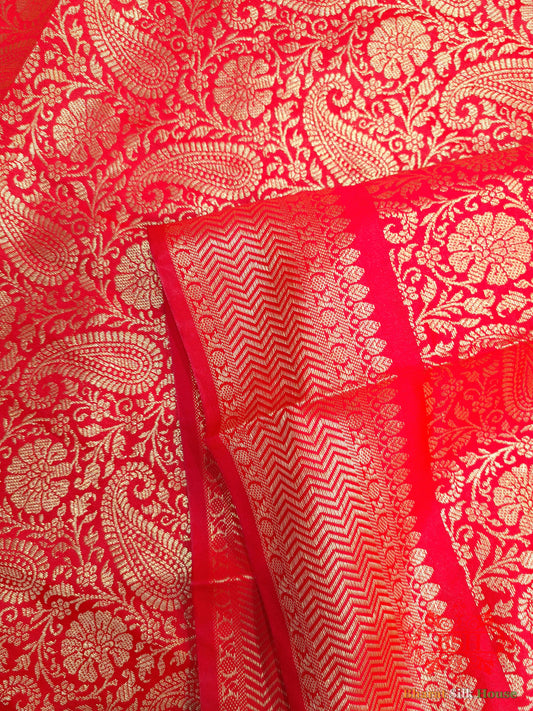 Shades Of Red Banarasi Floral Design Semi Silk Dupatta Semi Dupatte Bharat Silk House
