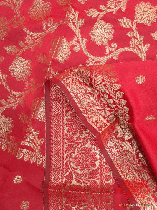 Shades Of Red Banarasi Floral Semi Silk  Dupatta Semi Dupatte Bharat Silk House