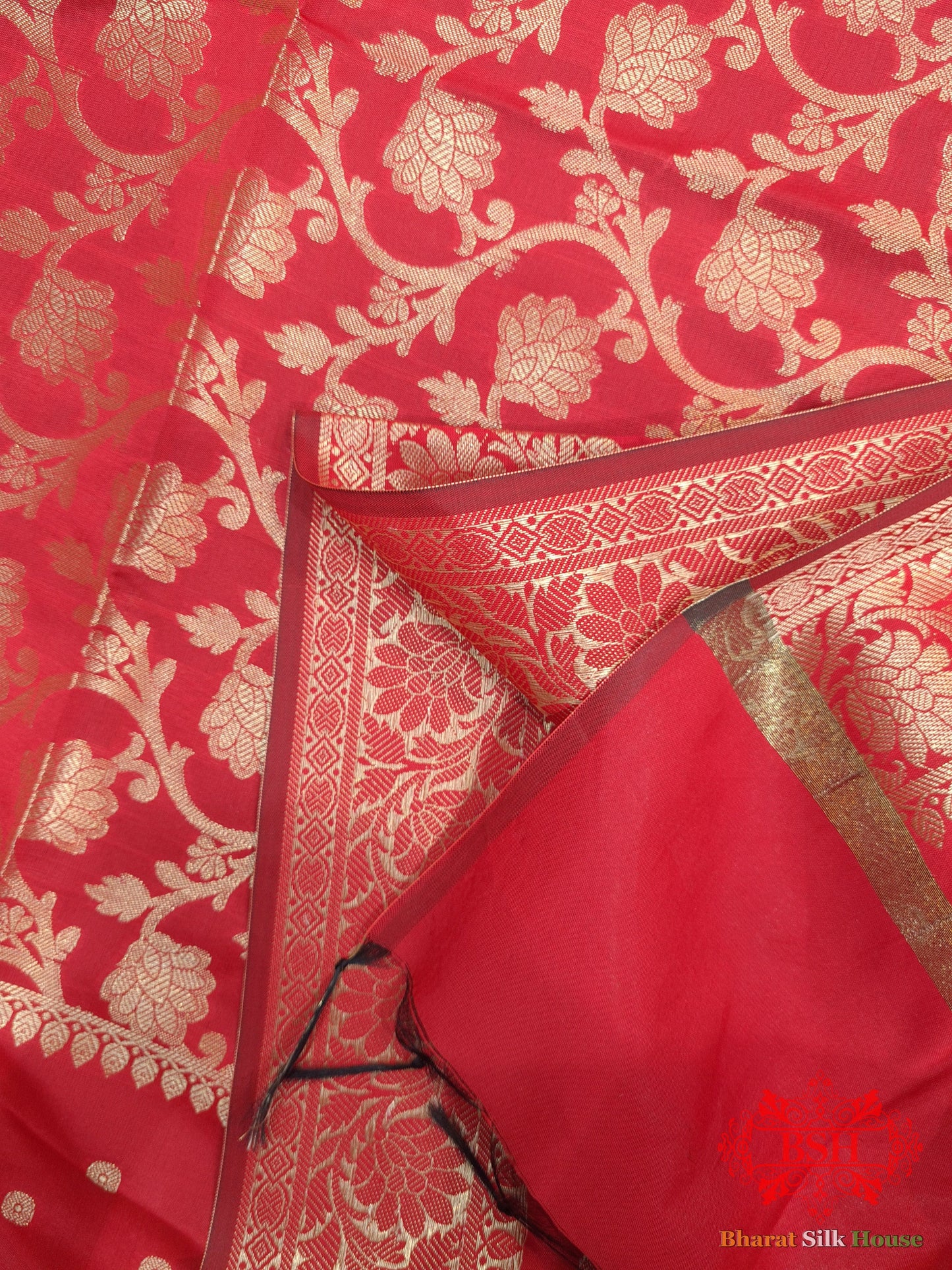 Shades Of Red Banarasi Floral Semi Silk  Dupatta Semi Dupatte Bharat Silk House