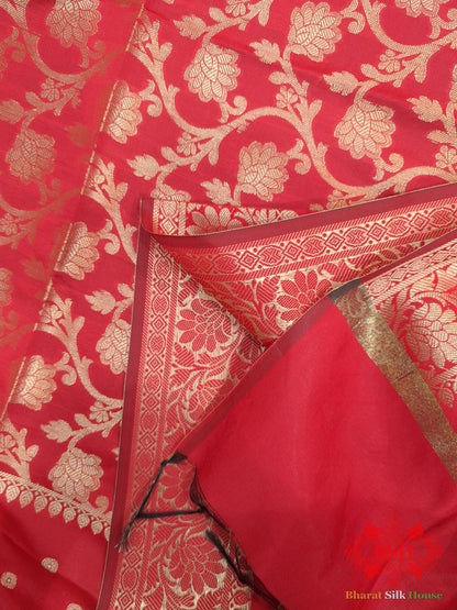 Shades Of Red Banarasi Floral Semi Silk  Dupatta Semi Dupatte Bharat Silk House