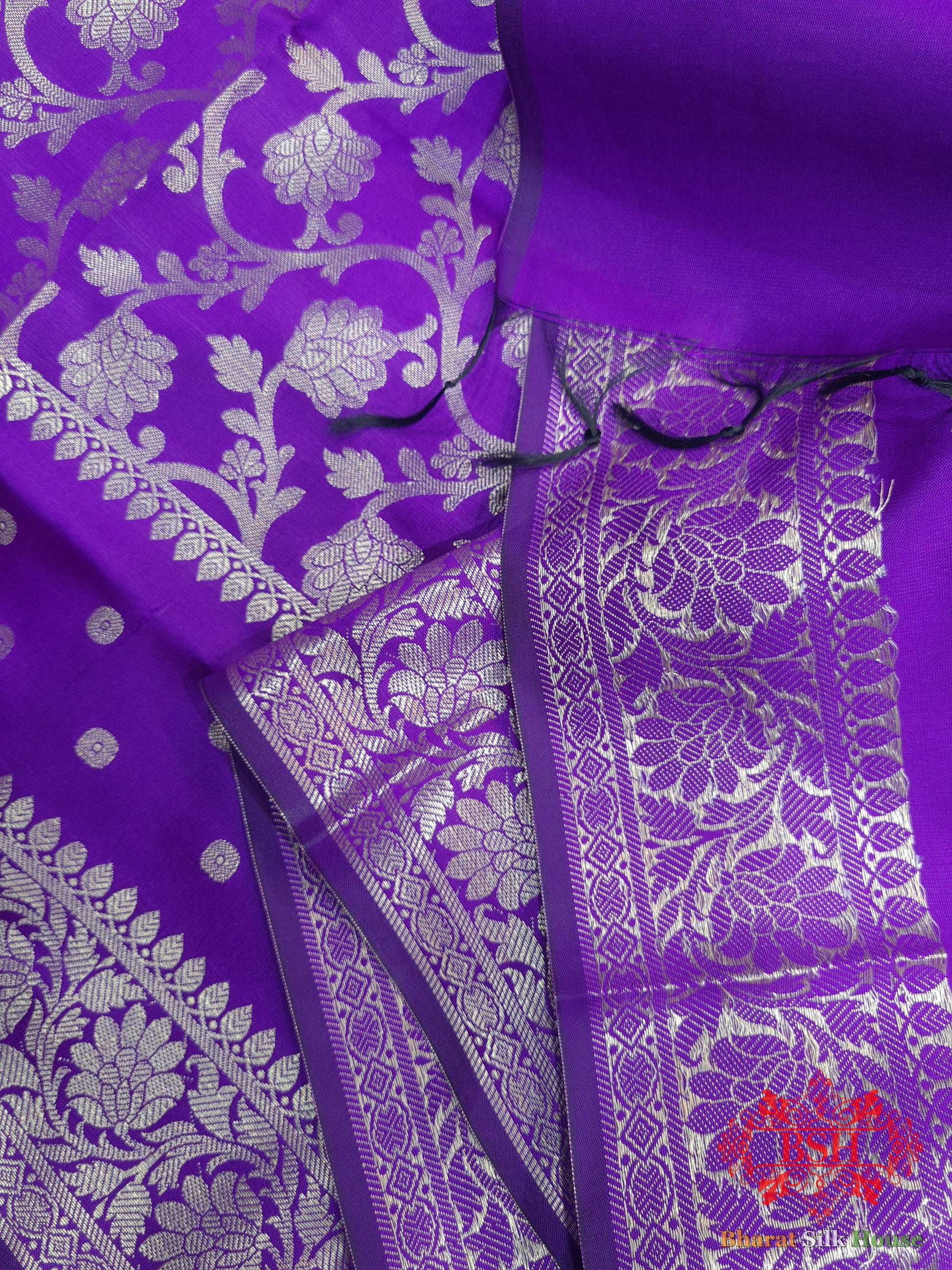 Shades Of Violet Banarasi Floral Semi Silk Dupatta Semi Dupatte Bharat Silk House