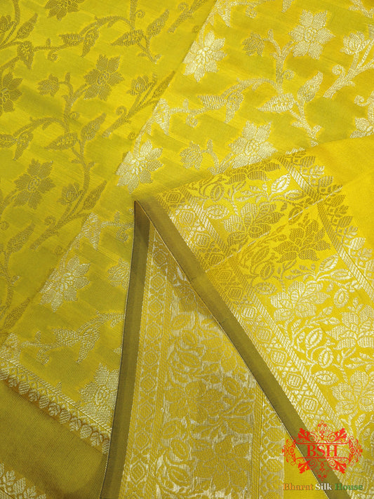Shades Of Yellow Banarasi Floral Semi Silk Dupatta Semi Dupatte Bharat Silk House