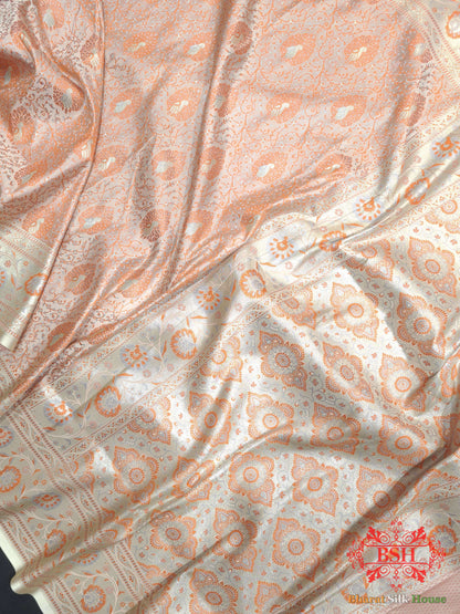 Shades Of Peach Dohri Zari Tanchoi Antique  Silk  Saree Semi-Silk Bharat Silk House