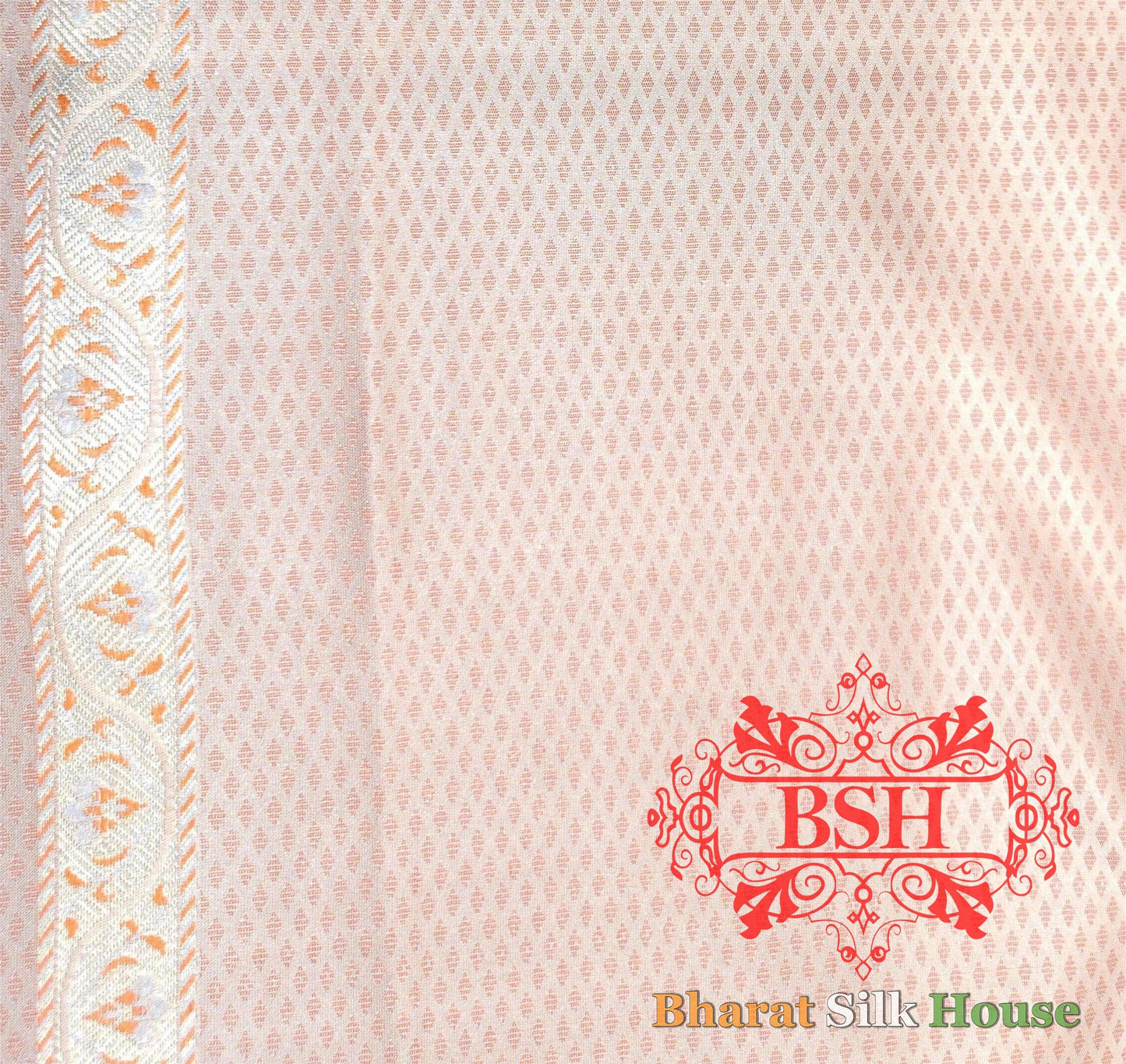 Shades Of Peach Dohri Zari Tanchoi Antique  Silk  Saree Semi-Silk Bharat Silk House