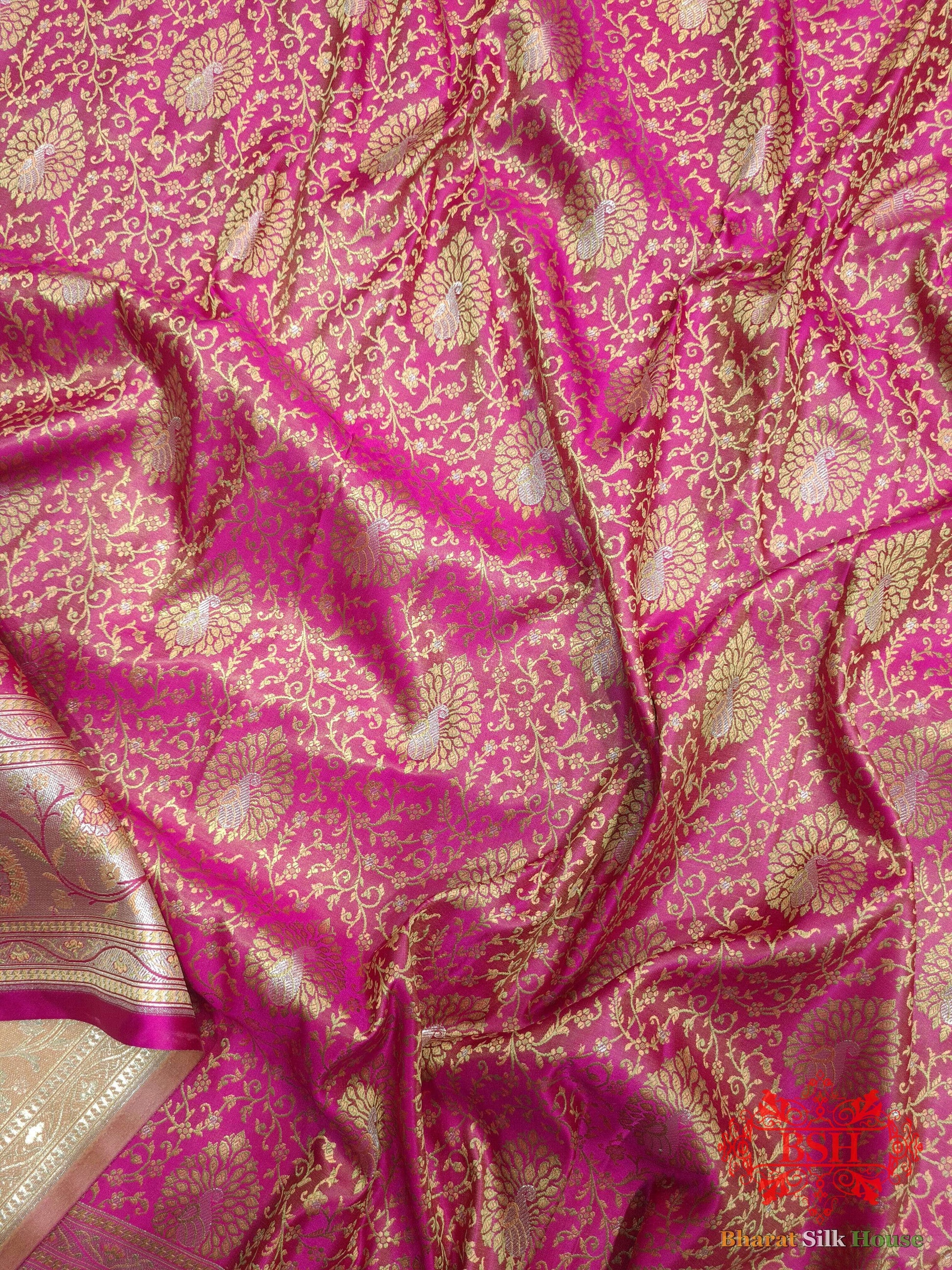 Shades Of Pink Dohri Zari Tanchoi Silk Saree Semi-Silk Bharat Silk House