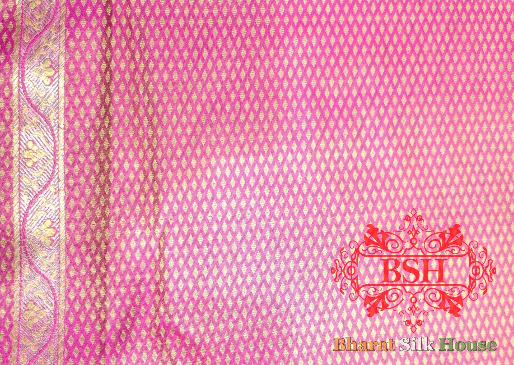 Shades Of Pink Dohri Zari Tanchoi Silk Saree Semi-Silk Bharat Silk House