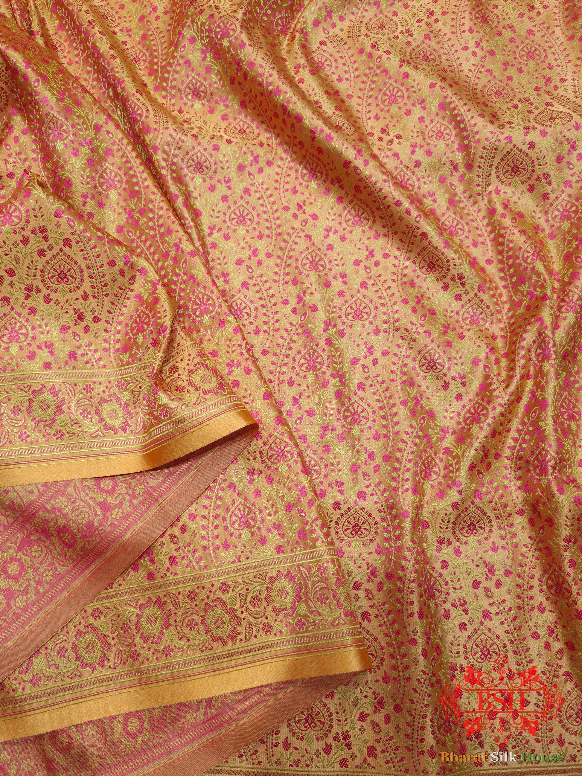 Gazari  Dohri Resham Booti Tanchoi Silk Saree Tanchoi katan Bharat Silk House