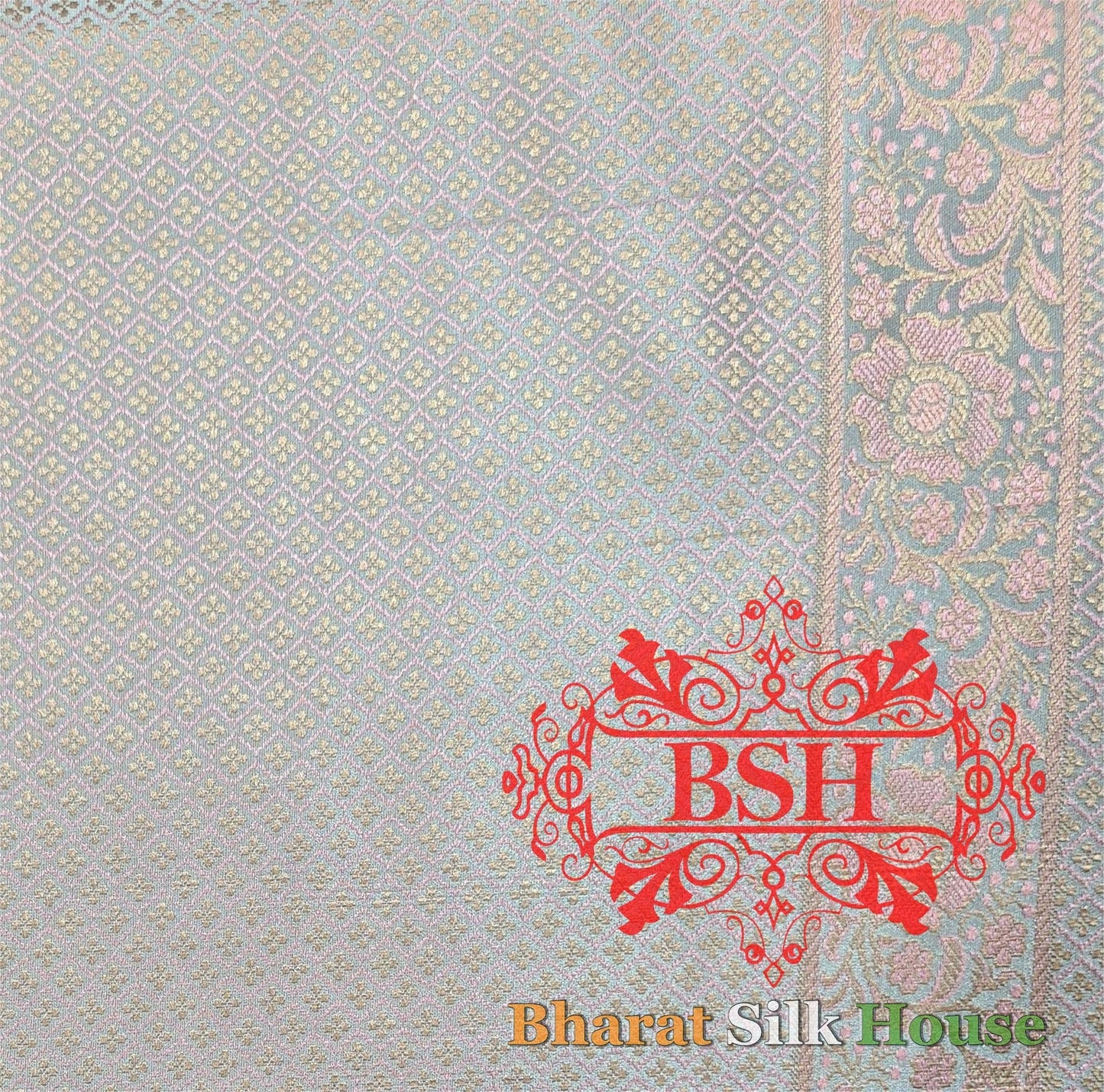 Light Shade Of Rama Green Dohri Resham Tanchoi Silk Saree Tanchoi katan Bharat Silk House
