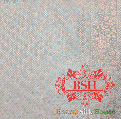 Light Shade Of Rama Green Dohri Resham Tanchoi Silk Saree Tanchoi katan Bharat Silk House