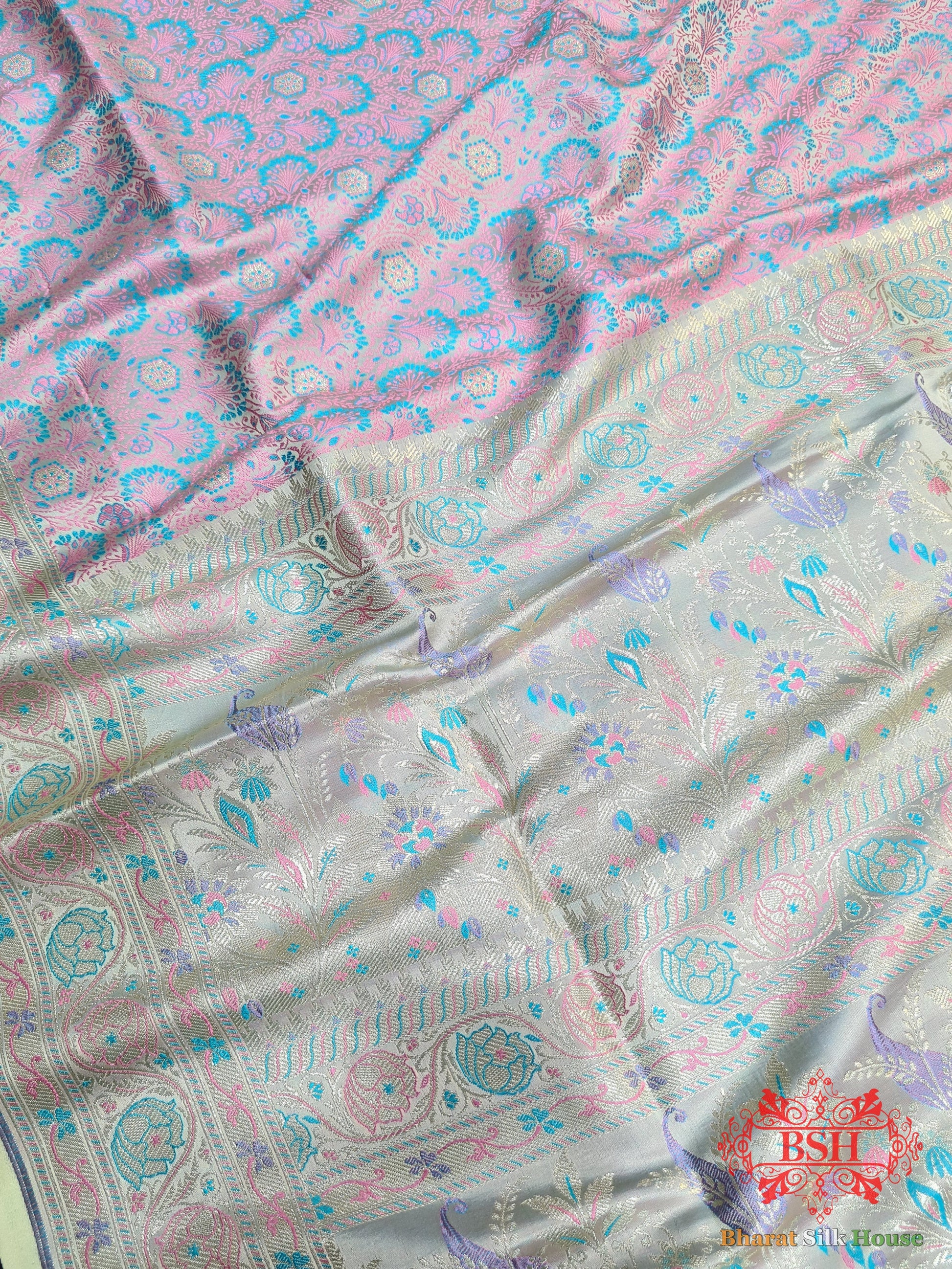 Mint Green Tanchoi Silk Double Zari Banarasi Saree Tanchoi katan Bharat Silk House