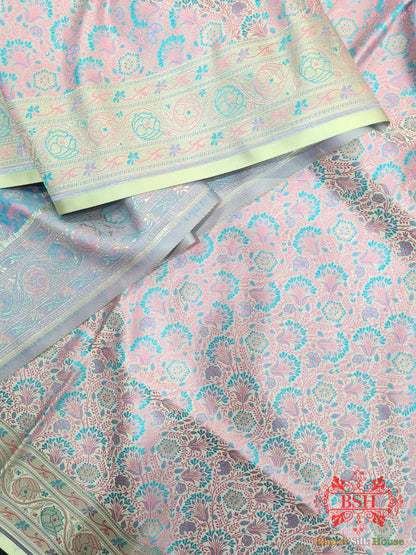 Mint Green Tanchoi Silk Double Zari Banarasi Saree Tanchoi katan Bharat Silk House