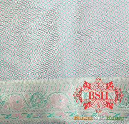 Mint Green Tanchoi Silk Double Zari Banarasi Saree Tanchoi katan Bharat Silk House