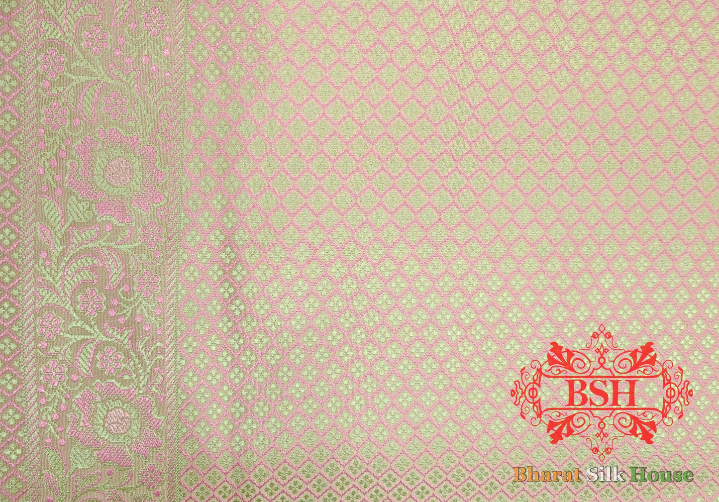 Peach Dohri Resham Booti Tanchoi Silk Saree Tanchoi katan Bharat Silk House