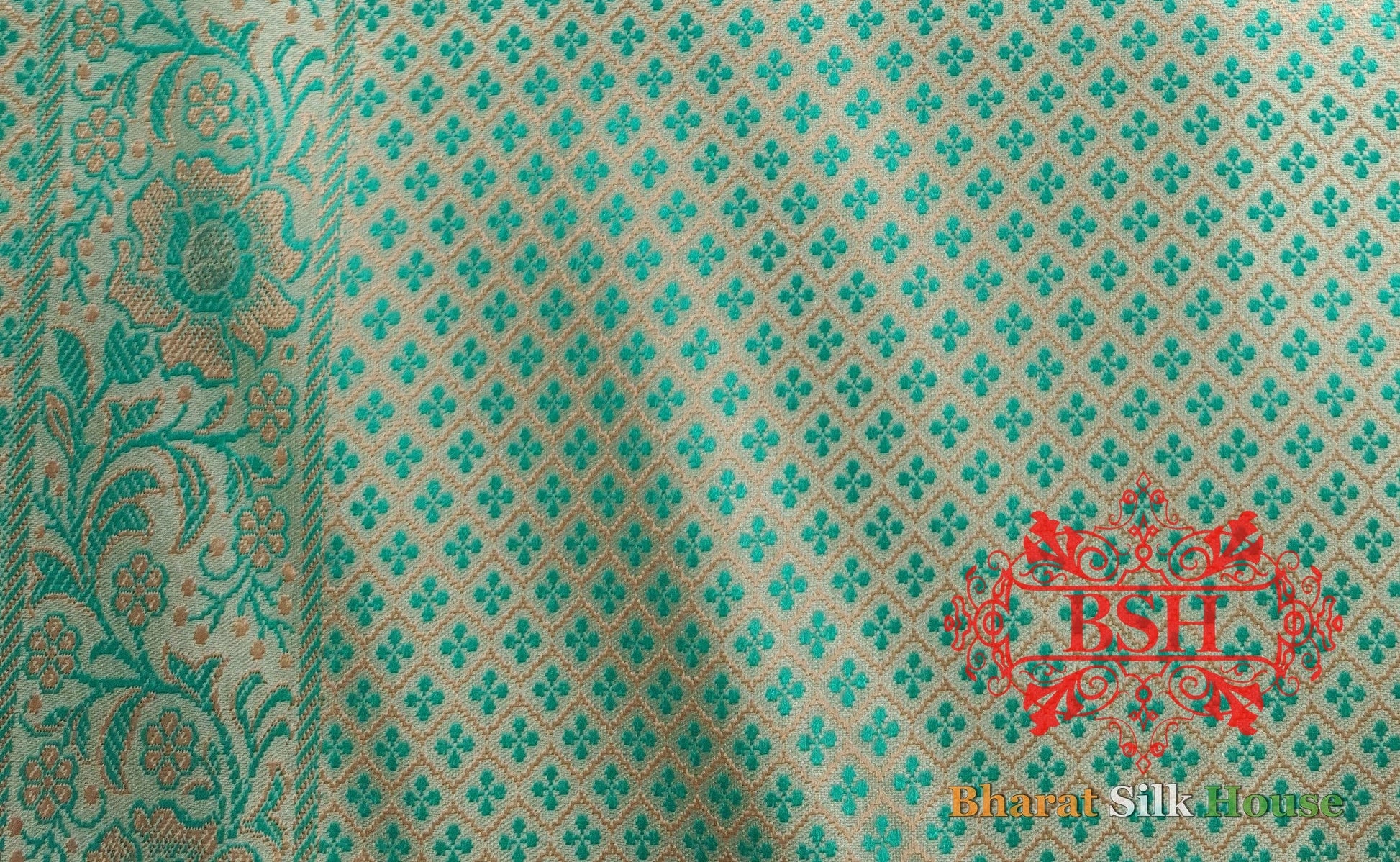 Pista Green Dohri Resham Booti Tanchoi Silk Saree Tanchoi katan Bharat Silk House