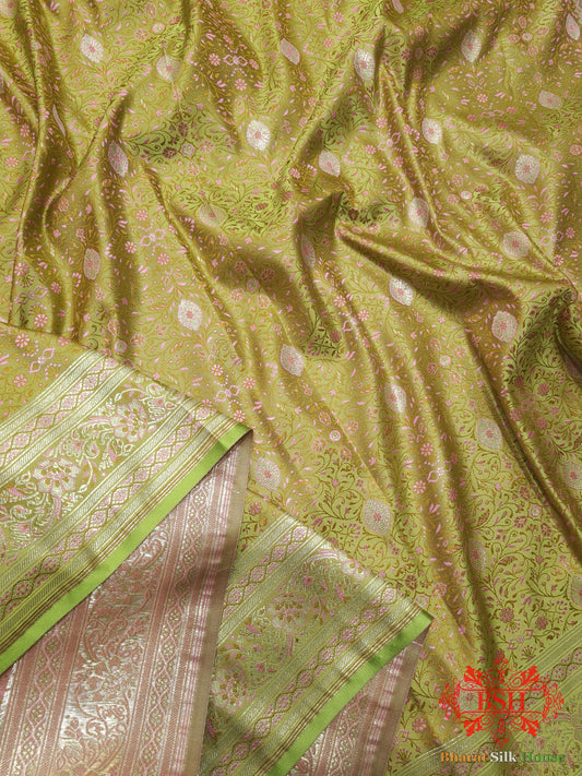 Shade Of Green Dohri Resham Zari Booti Tanchoi Silk Saree Tanchoi katan Bharat Silk House