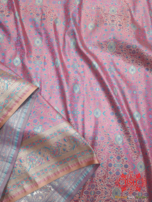 Shade Of Peach Dohri Resham Zari Booti Tanchoi Silk Saree Tanchoi katan Bharat Silk House