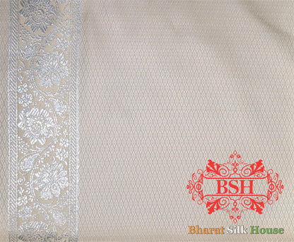 Shades Of Beige Single Zari Tanchoi Silk Saree Tanchoi katan Bharat Silk House