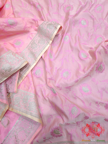 Shades Of Light Pink Single Zari Tanchoi Silk Saree Tanchoi katan Bharat Silk House