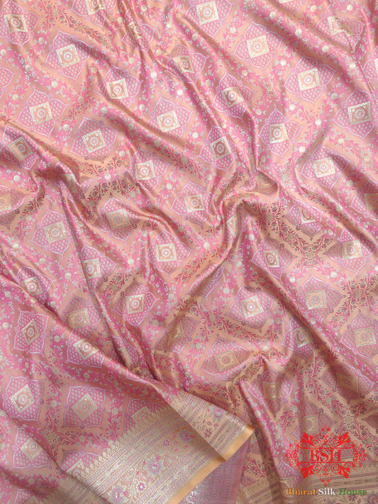 Shades Of Peach Dohri Zari Tanchoi Silk Saree Tanchoi katan Bharat Silk House