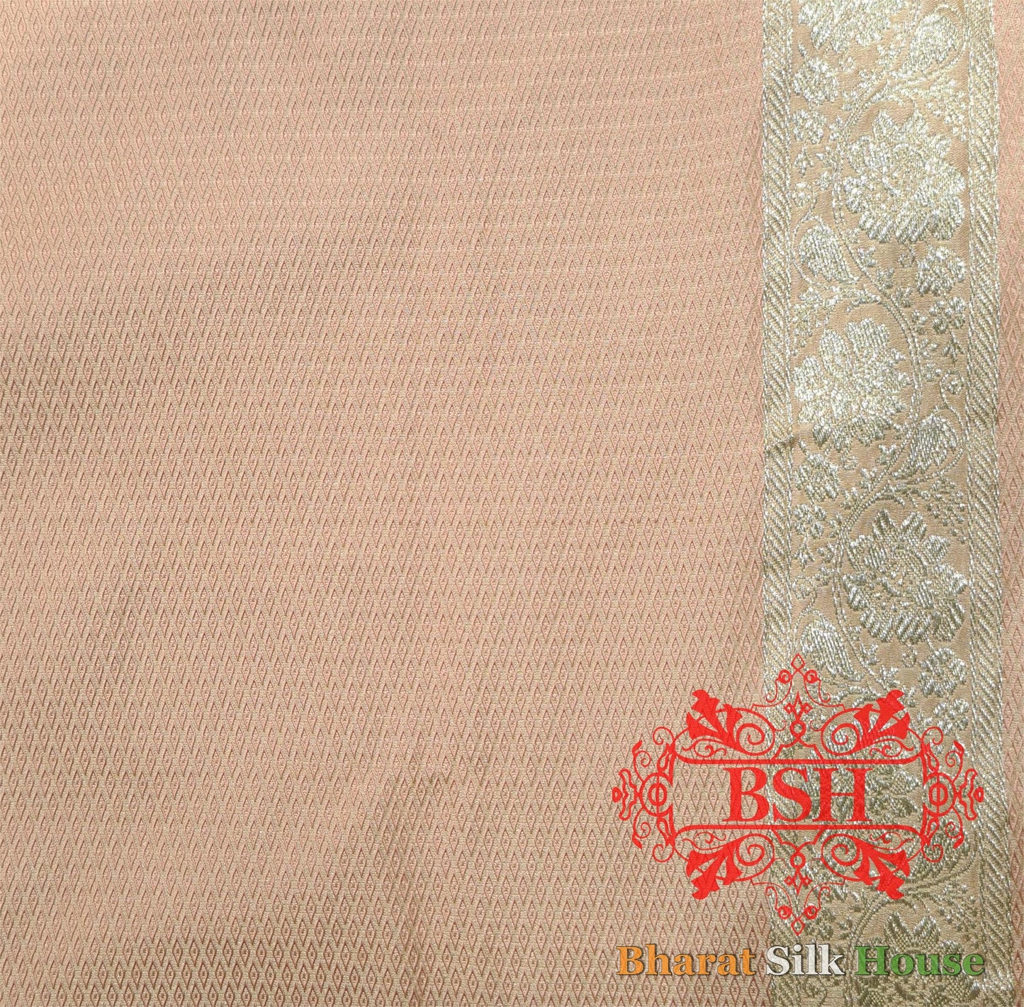 Shades Of Peach Single Zari Tanchoi Silk Saree Tanchoi katan Bharat Silk House