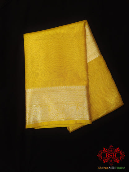 Yellow Color Glass Tissue Silk Saree Tissue Silk Bharat Silk House