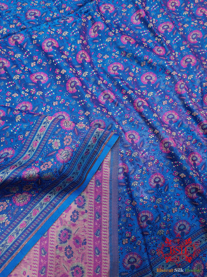 Blue Chauthera (Four Color) Resham Zari Tanchoi Katan Silk Saree - Bharat Silk House