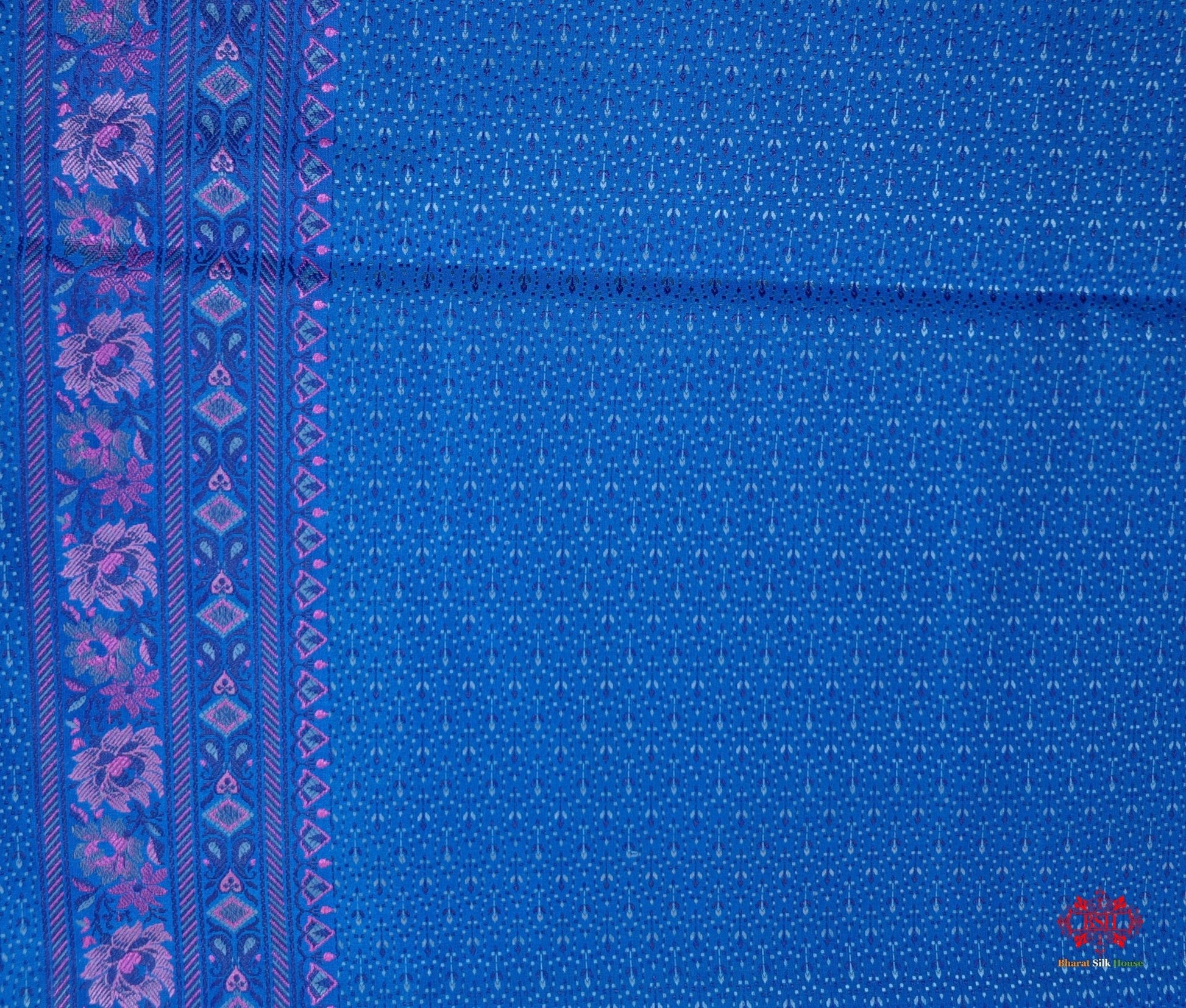 Blue Chauthera (Four Color) Resham Zari Tanchoi Katan Silk Saree - Bharat Silk House Tanchoi katan