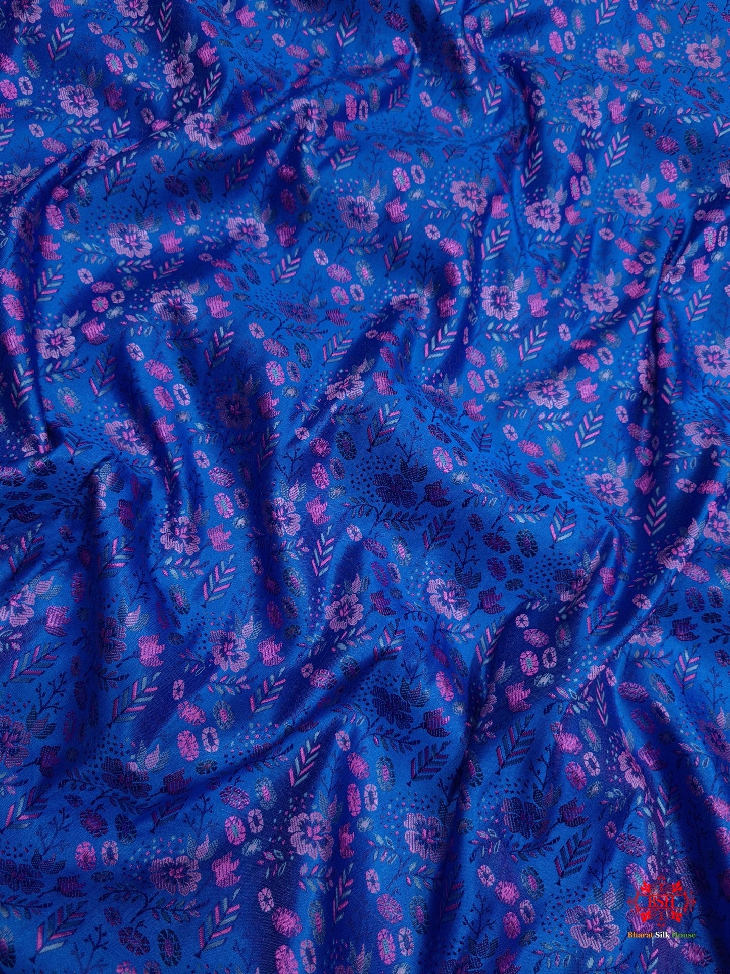 Blue Chauthera (Four Color) Resham Zari Tanchoi Katan Silk Saree - Bharat Silk House Tanchoi katan