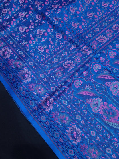 Blue Chauthera (Four Color) Resham Zari Tanchoi Katan Silk Saree - Bharat Silk House Tanchoi katan