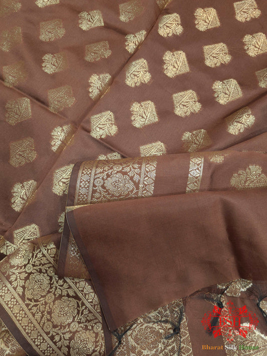 Brick Shades Of Wine Banarasi Semi Silk Dupatta - Bharat Silk House