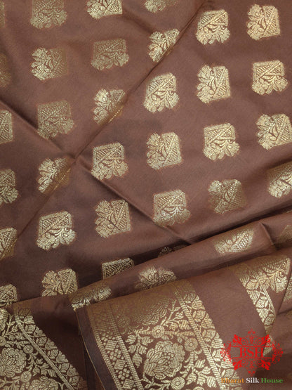 Brick Shades Of Wine Banarasi Semi Silk Dupatta - Bharat Silk House