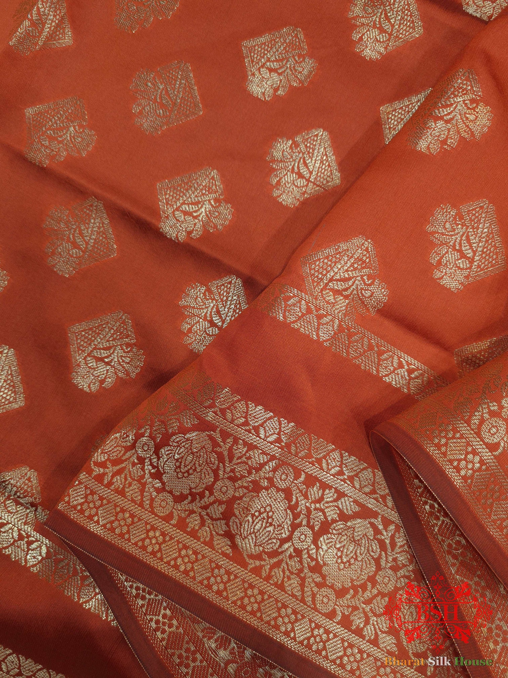 Chestnut Shades Of Red Banarasi Semi Silk Dupatta - Bharat Silk House