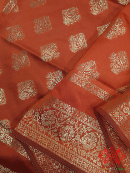 Chestnut Shades Of Red Banarasi Semi Silk Dupatta - Bharat Silk House