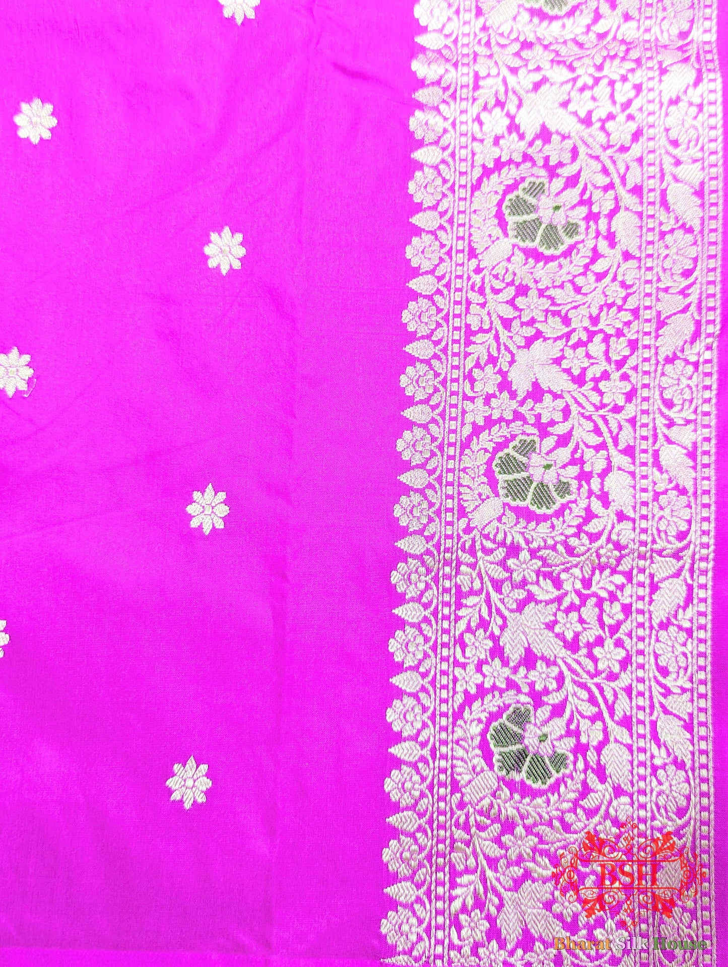 Coral Pink Katan Silk Banarasi Handloom Saree - Bharat Silk House