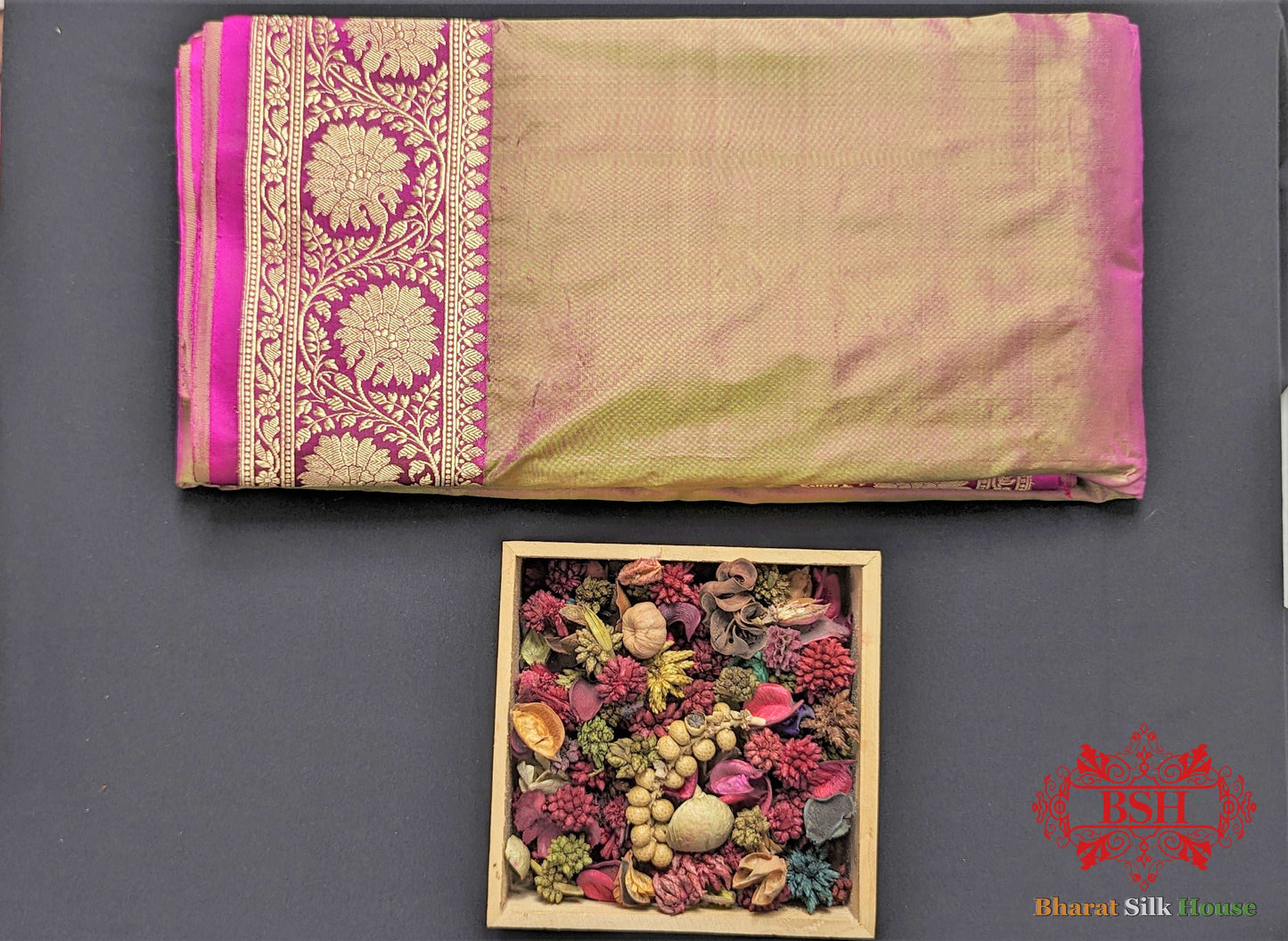 Cross Colour Pure Katan Silk Banarasi Handloom Saree - Bharat Silk House