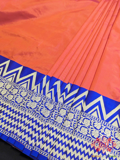 Cross Red/Pink Pure Katan Silk Banarasi Handloom Saree - Bharat Silk House