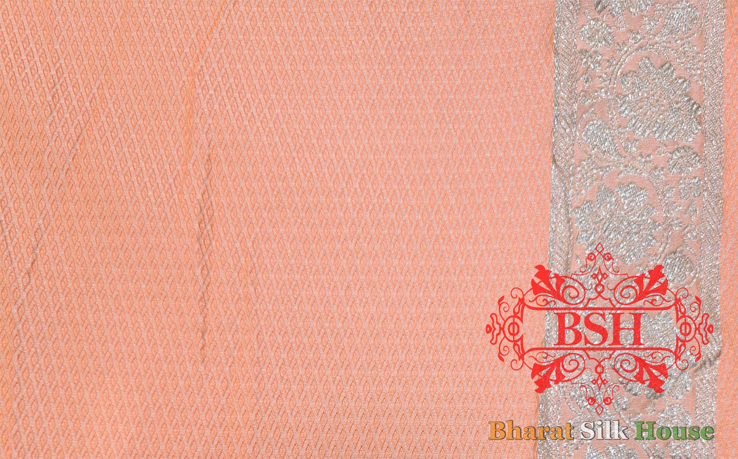 Dark Shade Of Peach Single Zari Tanchoi Silk Saree - Bharat Silk House