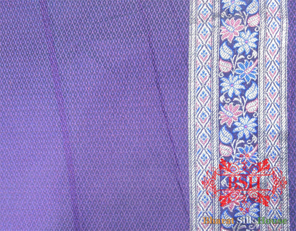 Dark Shade Of Violet Dohri Zari Tanchoi Silk Saree - Bharat Silk House