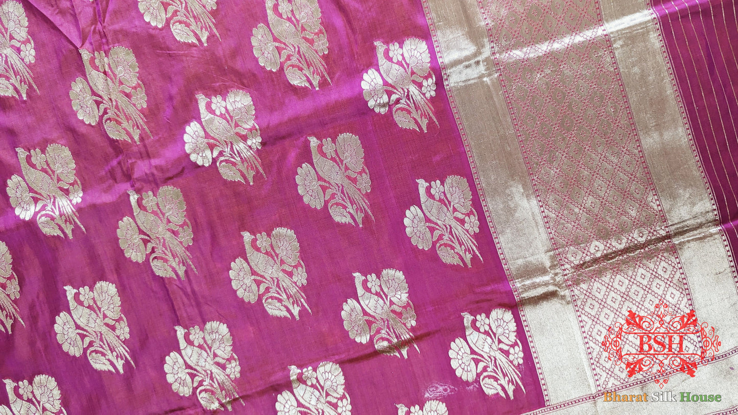 Deep Gazari Banarasi Handwoven Pure Silk Dupatta - Bharat Silk House