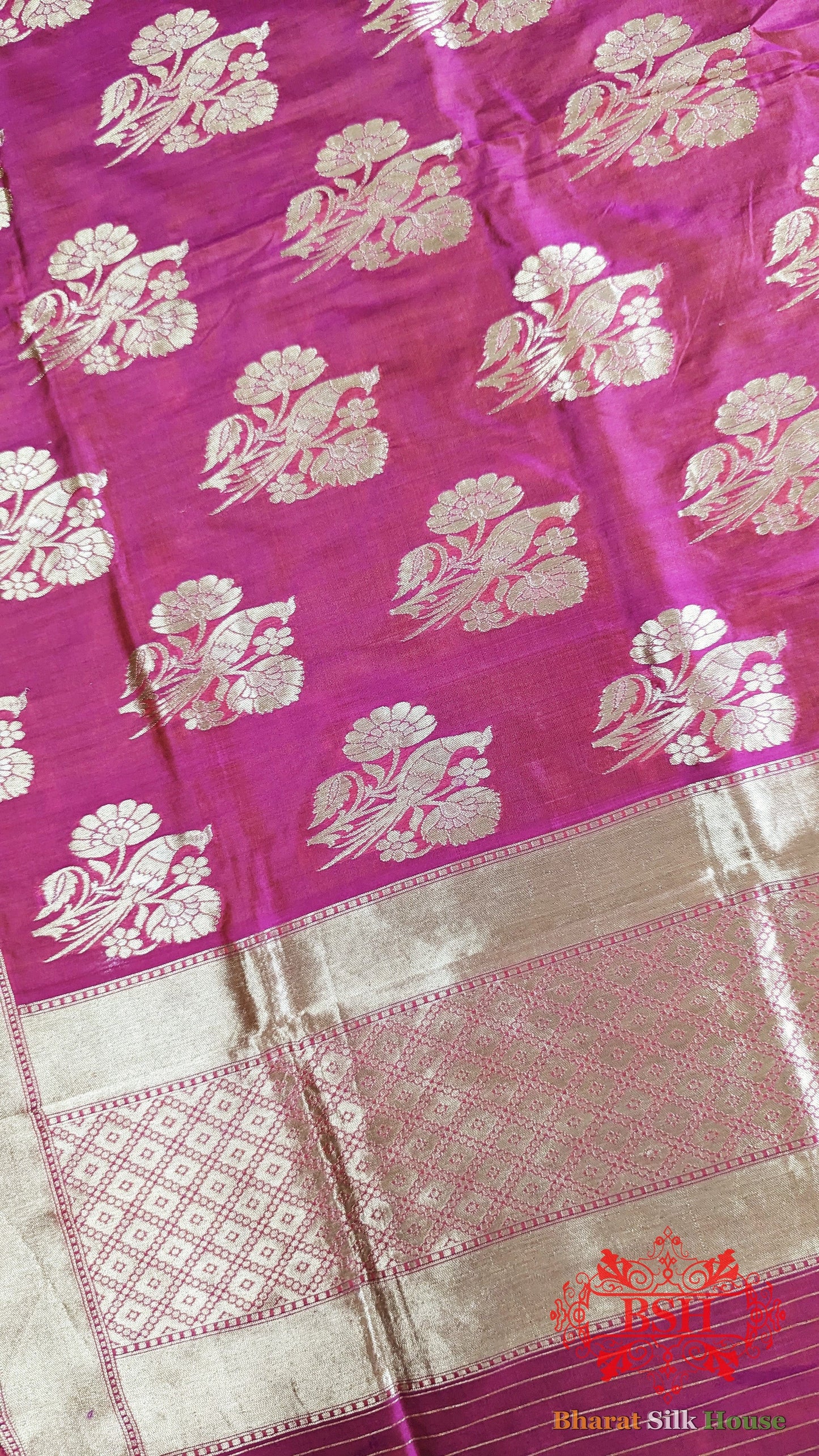 Deep Gazari Banarasi Handwoven Pure Silk Dupatta - Bharat Silk House