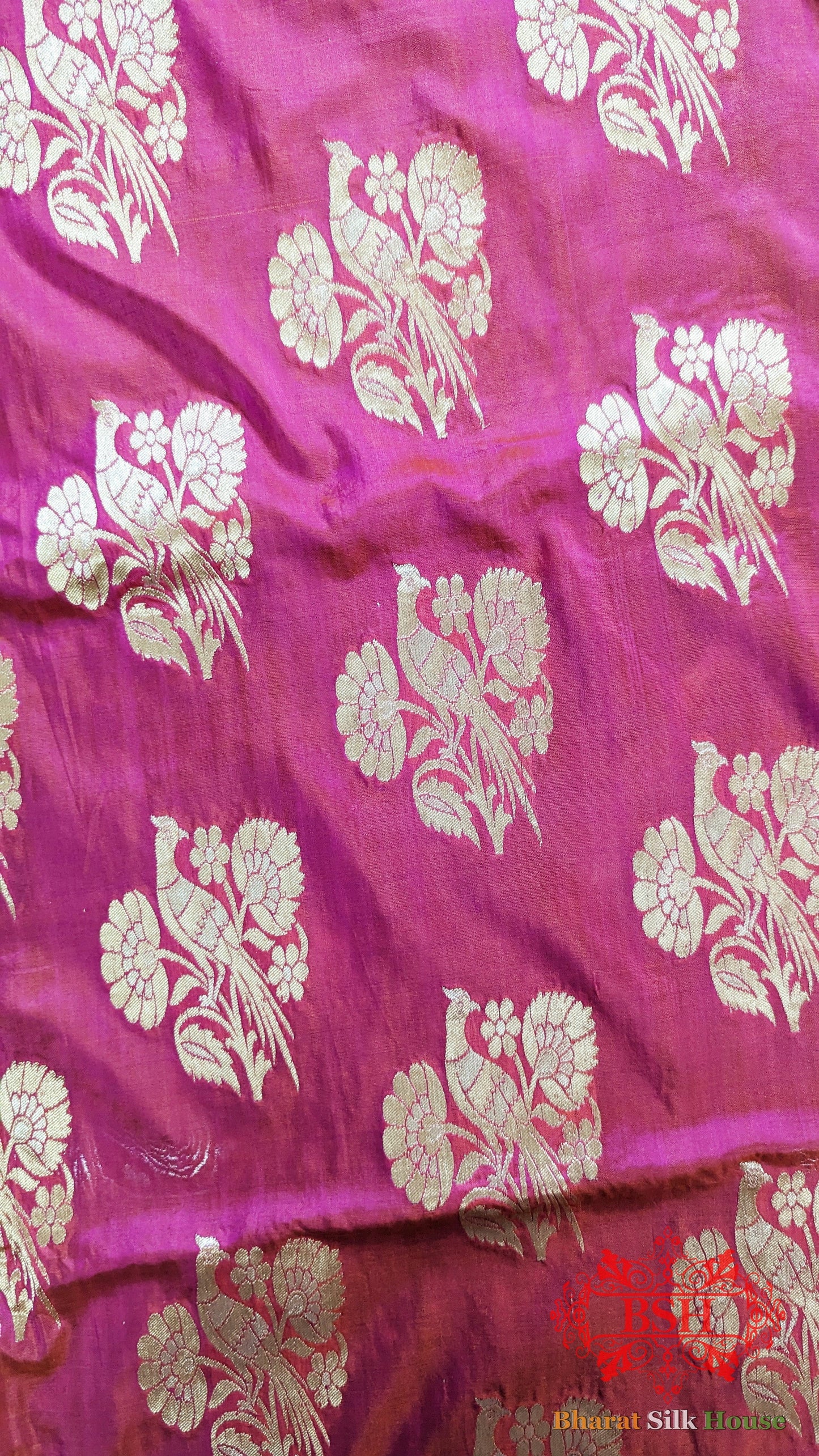 Deep Gazari Banarasi Handwoven Pure Silk Dupatta - Bharat Silk House